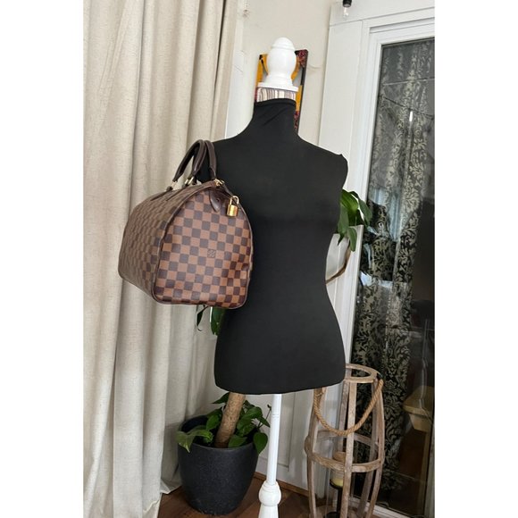 👛  AUTHENTIC LOUIS VUITTON DAMIER EBENE SPEEDY 30 - Picture 15 of 17